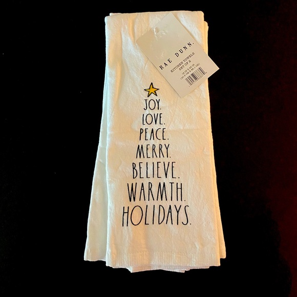 RAE DUNN set of 2 New Kitchen Towels Christmas 🎄 New with Tag - Picture 1 of 5